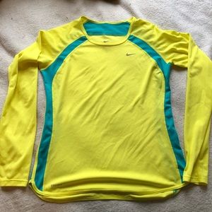 Nike neon dri-fit long sleeved runner shirt